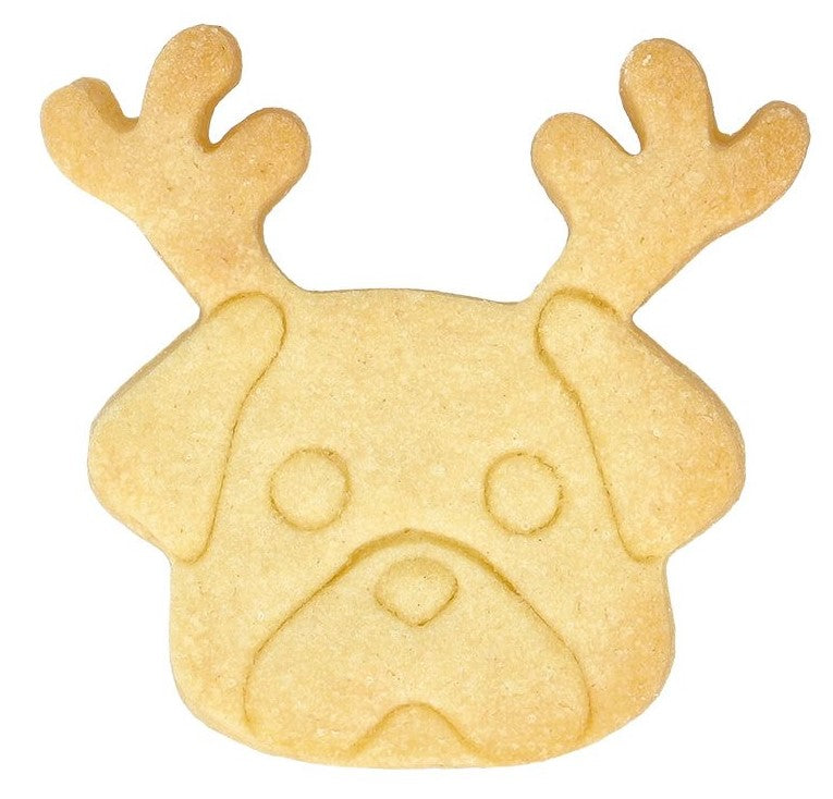 Christmas Pug Cookie Cutter with Embossed Detail | Cookie Cutter Shop Australia