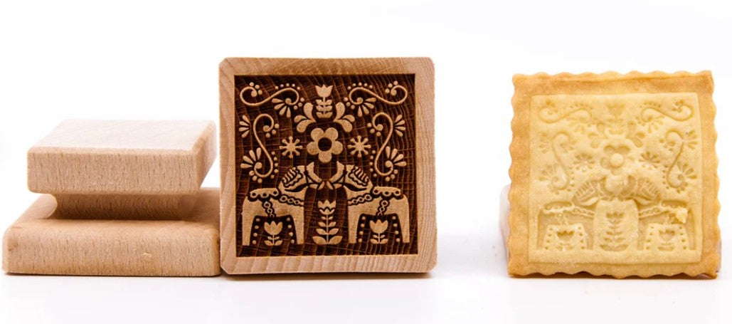 Swedish Horses Wooden Cookie Stamp