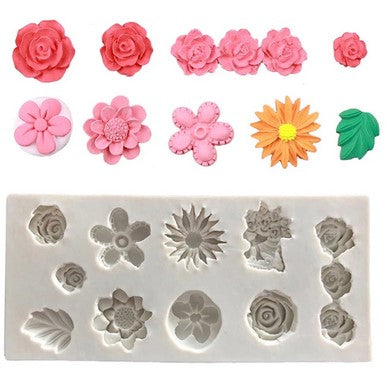 Assorted Flowers Fondant Silicone Mould