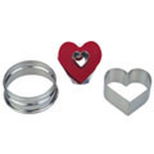 Heart with Heart in Middle Linzer Cookie Cutter with Ejector 5cm-Cookie Cutter Shop Australia
