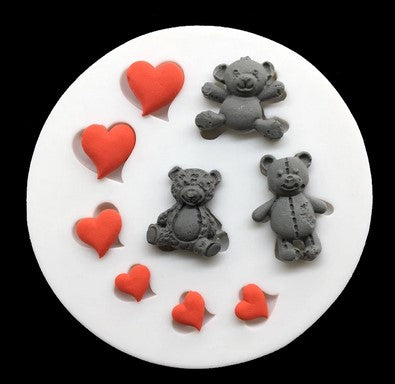 Teddy and Heart Silicone Fondant Mould | Cookie Cutter Shop Australia