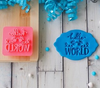 Baby Shower Fondant Embosser 'Hello World' | Cookie Cutter Shop Australia