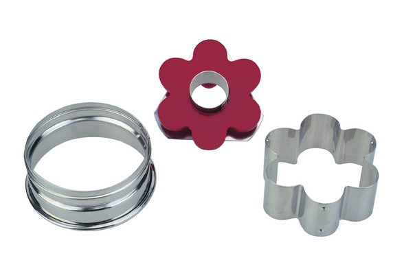 Flower with Circle in Middle Linzer Cookie Cutter with Ejector 5cm | Cookie Cutter Shop Australia