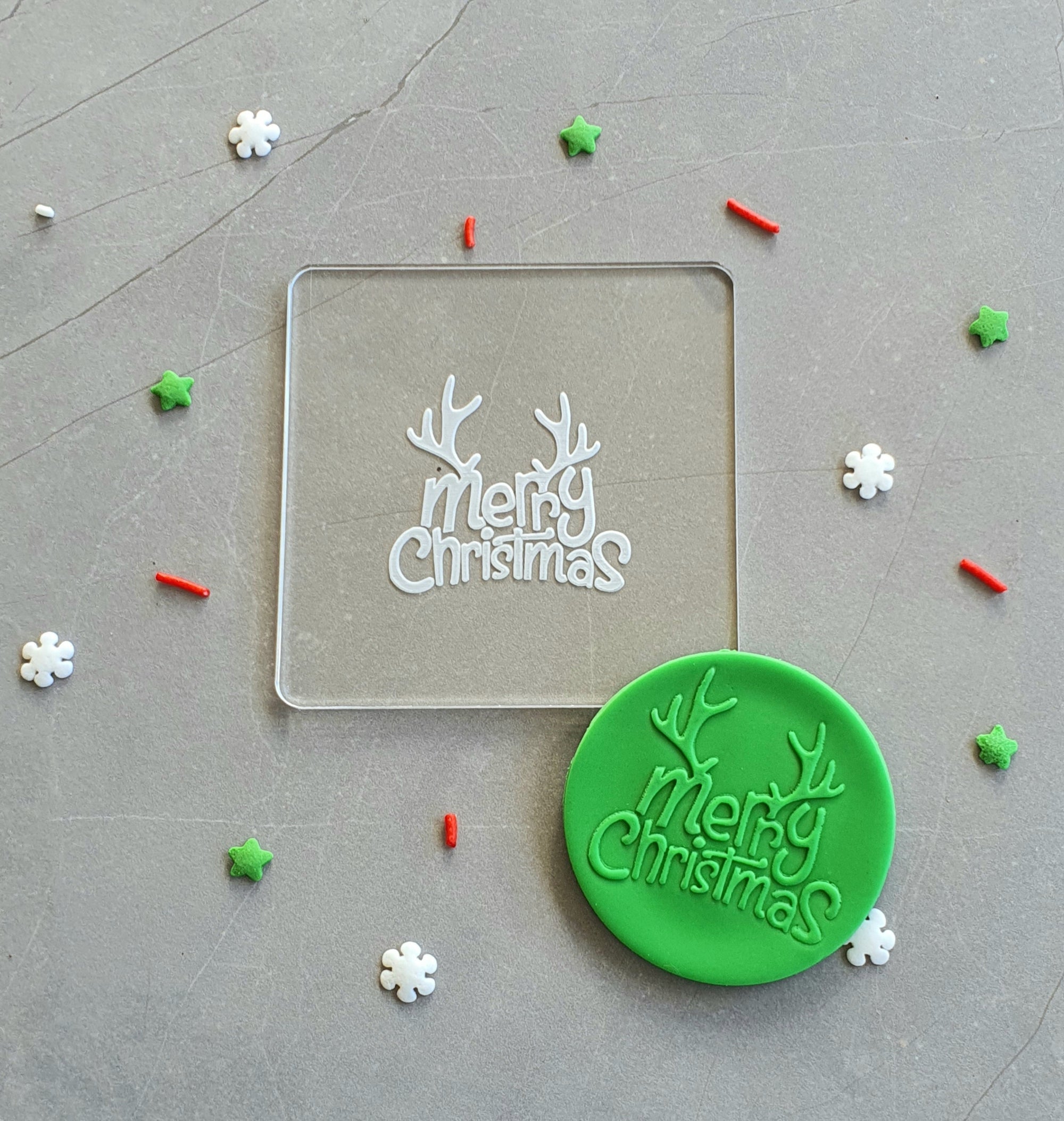 Merry Christmas 'Antlers' Fondant Debosser | Cookie Cutter Shop Australia