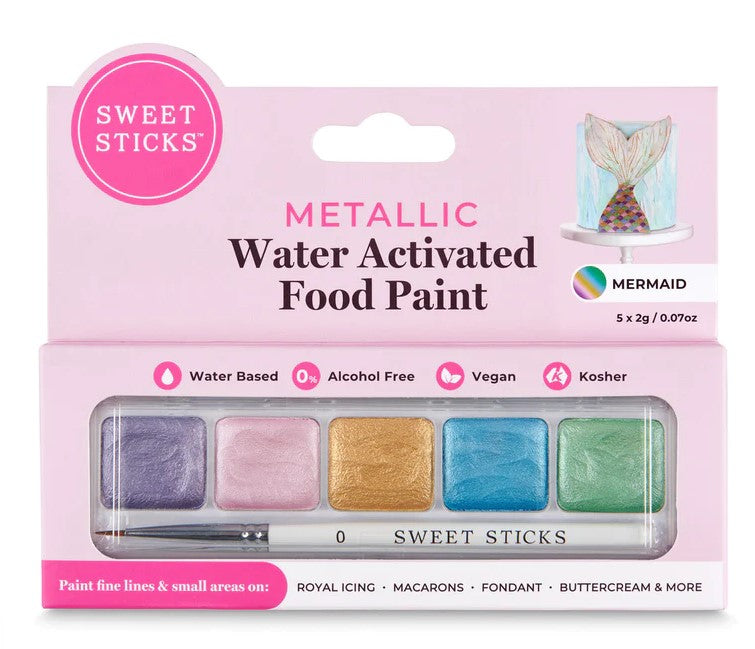 Sweet Sticks - Edible Art Water Activated Paint- Mermaid Palette