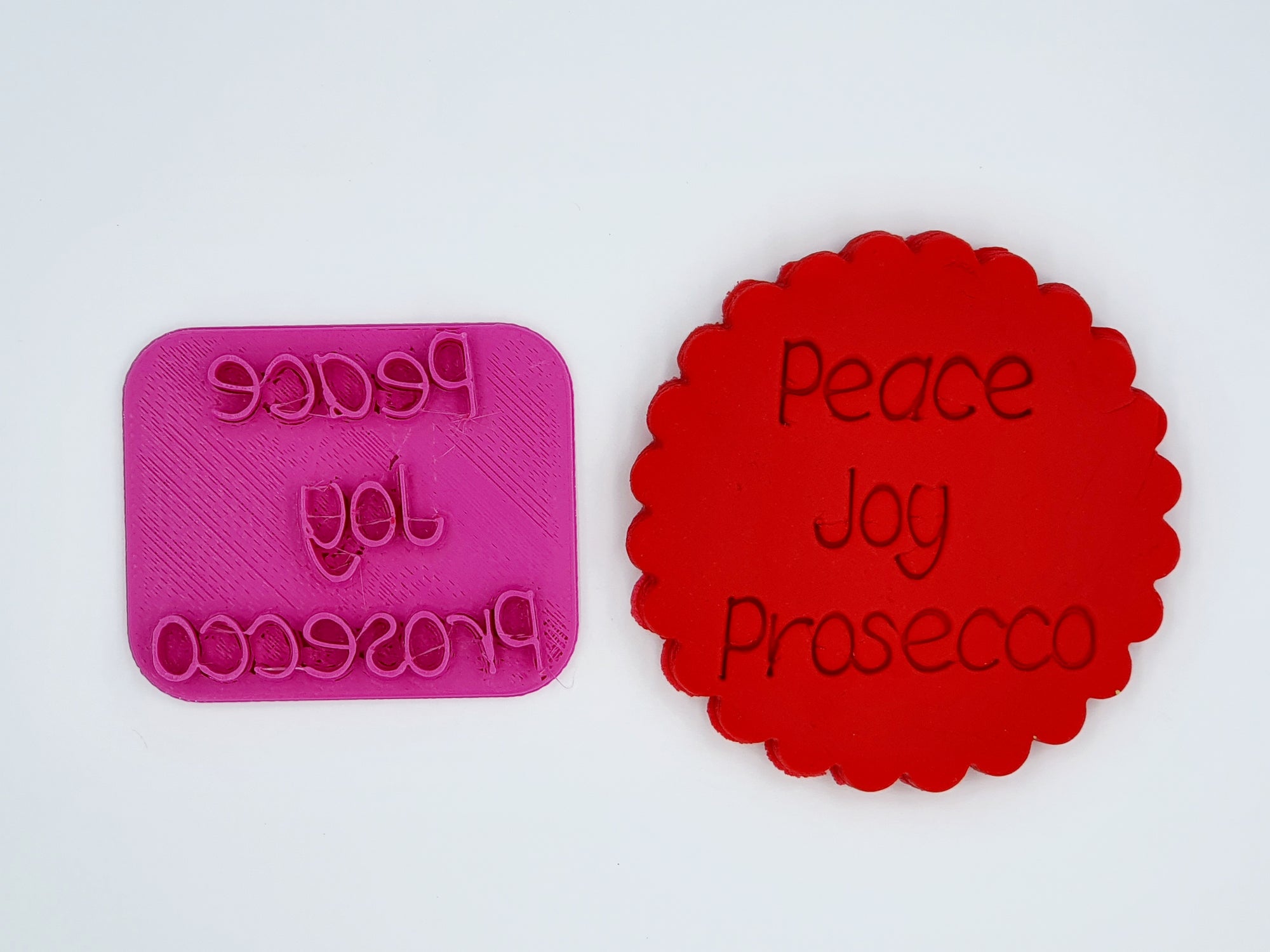 Christmas Fondant Stamp 'Peace Joy Prosecco'