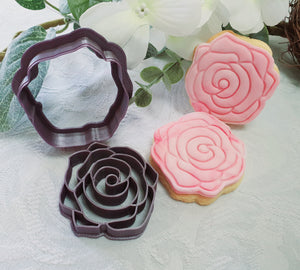 Rose Cookie Cutter with Embossed Stamp 6.5cm