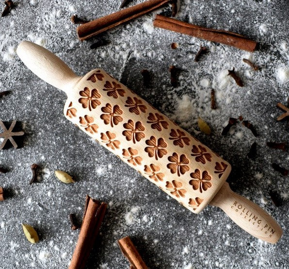 4 Leaf Clover Wooden Embossed Rolling Pin