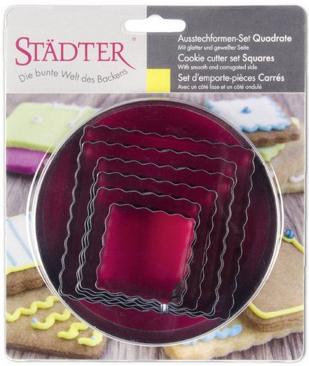 Square Cookie Cutter Set Smooth and Corrugated 6 Pieces 4 to 9cm | Cookie Cutter Shop Australia
