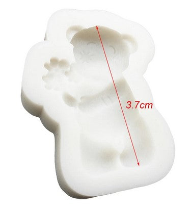 Cute Bear with Flowers Fondant Silicone Mould